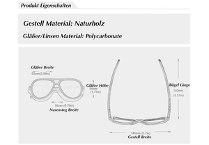 BAMBOO™ - 2023 N80071 Designer Sonnenbrille Handgefertigt aus Edlem Natur Holz