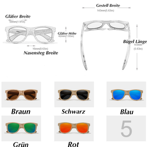 BAMBOO™ - 2023 3773 Fashion Sonnenbrille Handgefertigt aus Edlem Naturholz