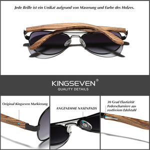 BAMBOO™ - 2023 7171 Designer Sonnenbrille Handgefertigt aus Edlem NATUR-HOLZ